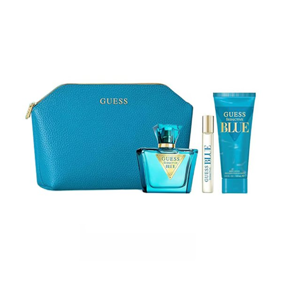 GUESS Women Set Of 3 Seductive Blue EDT 75 ml Spray 15 ml & Body Lotion 10 ml