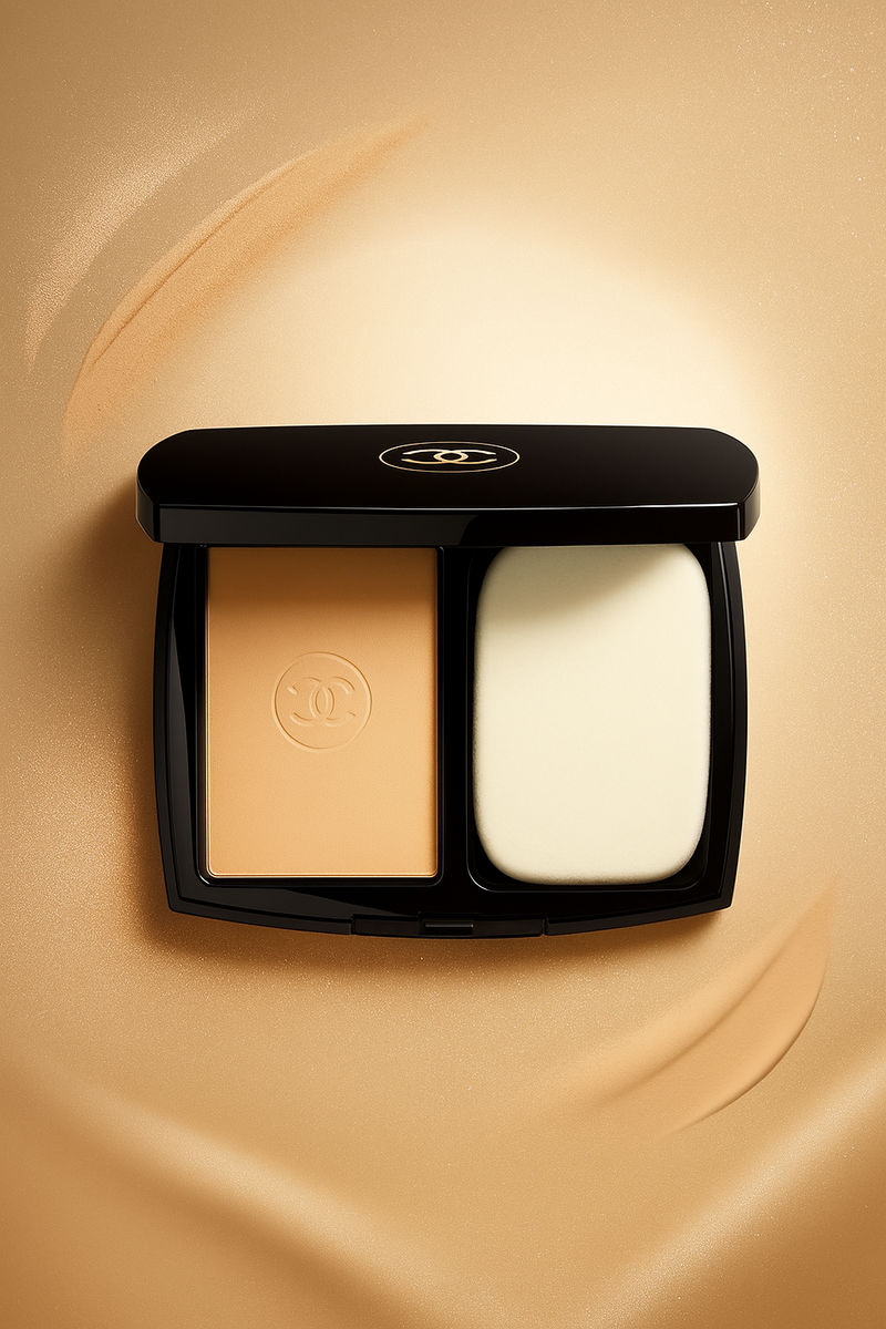 Compact powder with two shades in a black case 