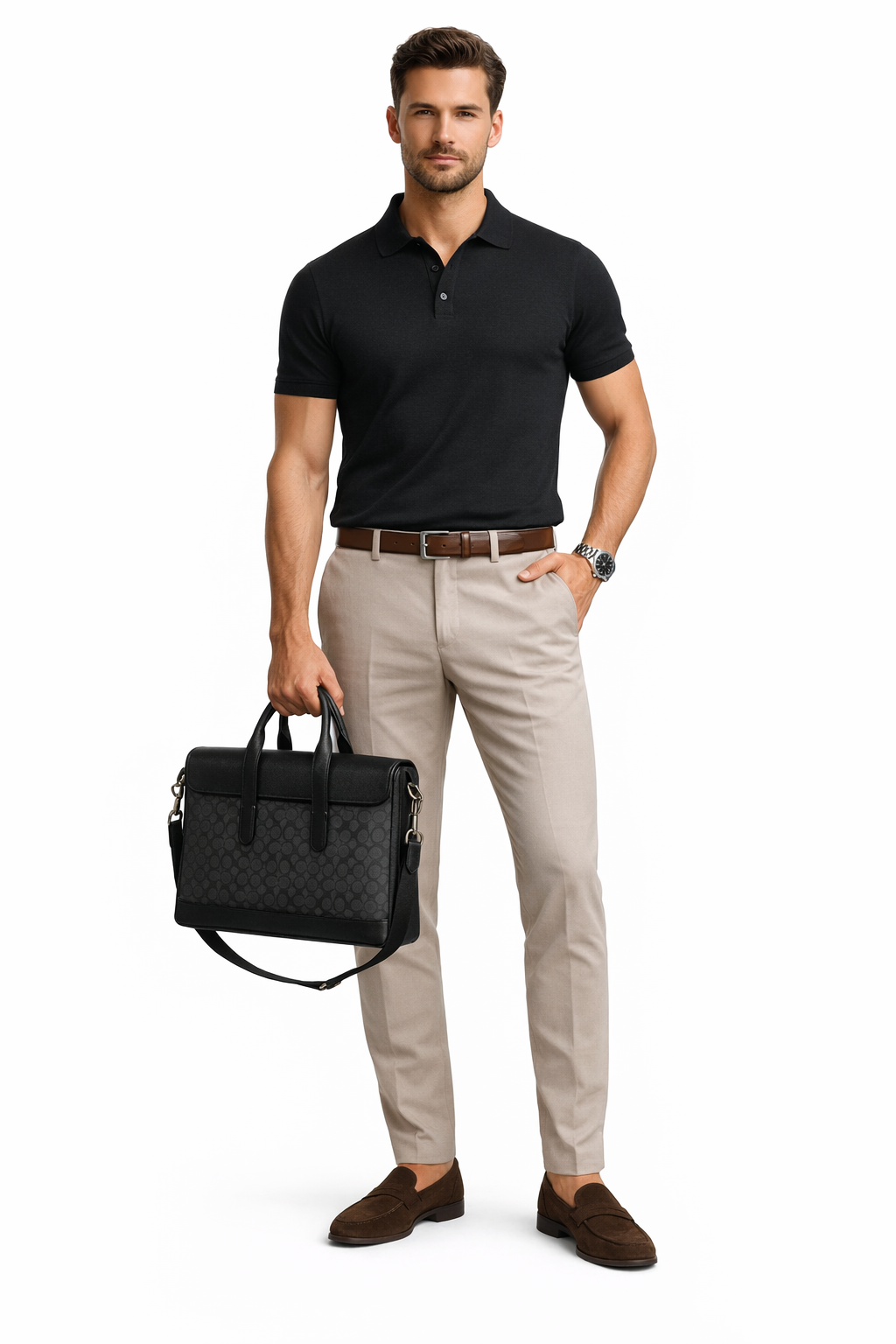 Coach Grey Sullivan Logo Large Briefcase