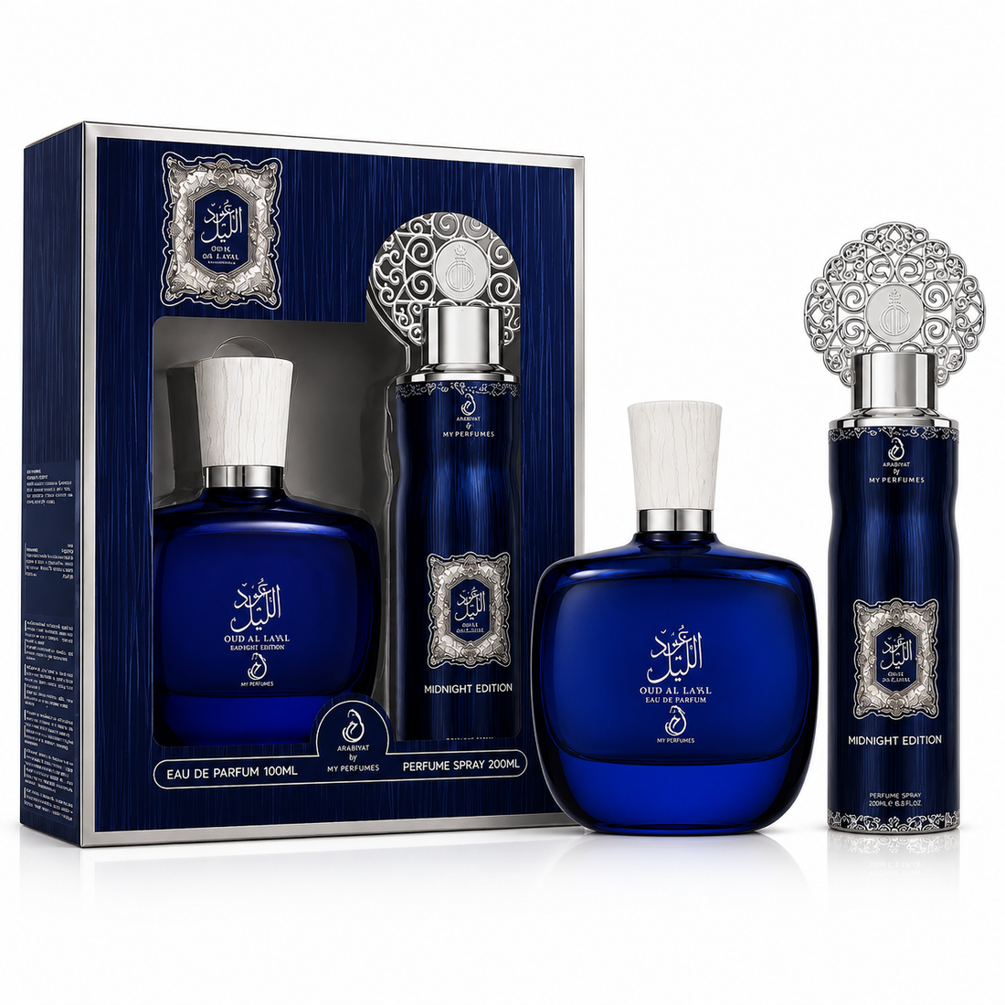 Arabiyat Oud Al Layal Midnight Edition Gift Set (Eau de Parfum 100ml + Perfume Spray 200ml)