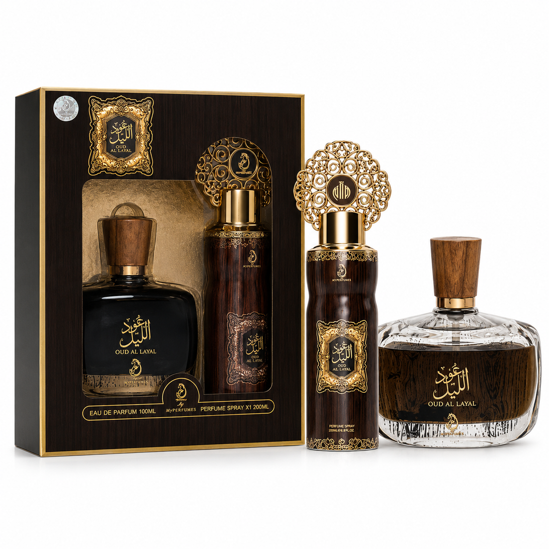 Arabiyat Oud Al Layal The Essence of Elegance Gift Set (Eau de Parfum 100ml + Perfume Spray 200ml)