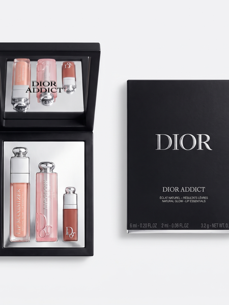 Dior Addict Natural Glow Lip Essentials set with Lip Glow Oil, tray and box