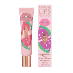 Charlotte Tilbury Unreal Lips Nectar Oil Pink Watermelon tube and box