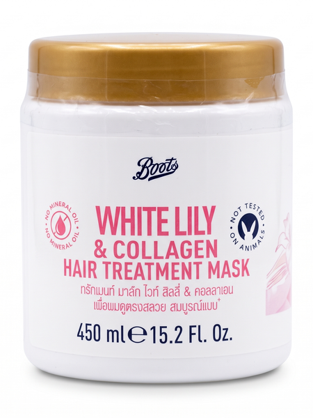 Boots White Lily and Collagen Hair Treatment Mask 450ml tub