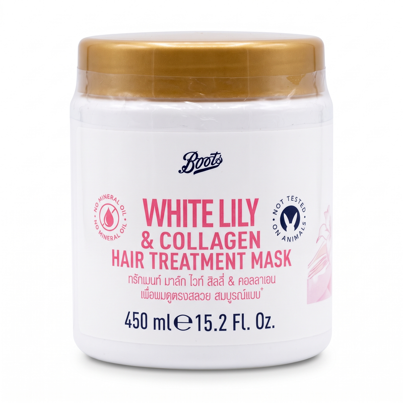 Boots White Lily and Collagen Hair Treatment Mask 450ml tub
