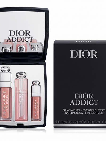 Dior Addict Natural Glow Lip Essentials set with lip balm, compact and box