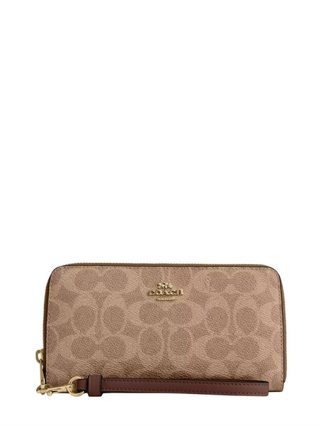 Coach Brown Signature Zip Around Wallet