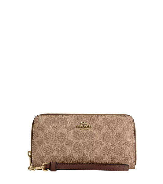 Coach Brown Signature Zip Around Wallet