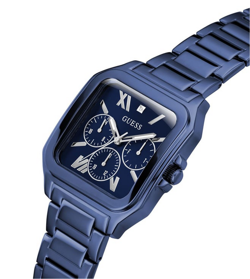 Men Blue Square Stainless Steel Dial Analog Watch- GW0631G3