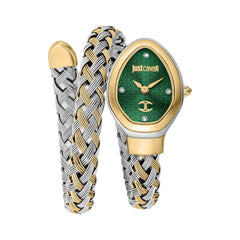 Just Cavalli Novara JC1L264M0065 two tone braided watch green dial