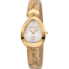 Just Cavalli Diversa Snake JC1L321L0025 gold watch cream leather strap