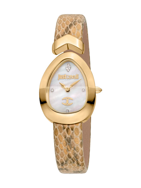 Just Cavalli Diversa Snake JC1L321L0025 gold watch cream leather strap