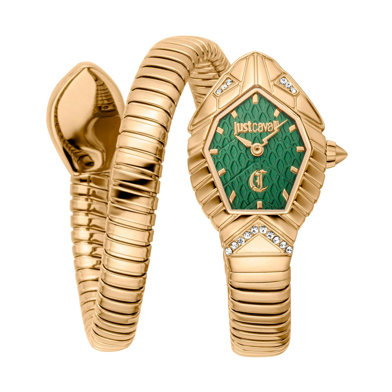 Just Cavalli Speranza JC1L356M0035 gold pentagonal snake watch green dial