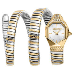 Just Cavalli Ambra JC1L370M0055 two tone faceted snake watch silver dial