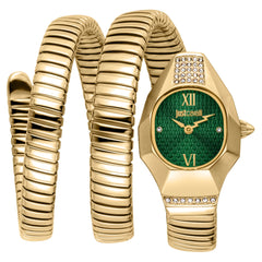Just Cavalli Lunara JC1L397M0045 gold coil snake watch green dial