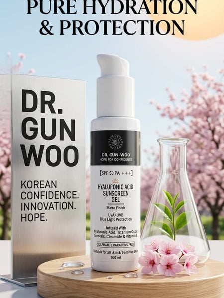 Dr. Gun Woo skincare product with cherry blossoms