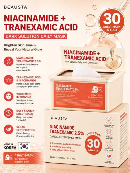 Beausta Niacinamide + Tranexamic Acid Dark Solution Daily Mask 30 Sheets