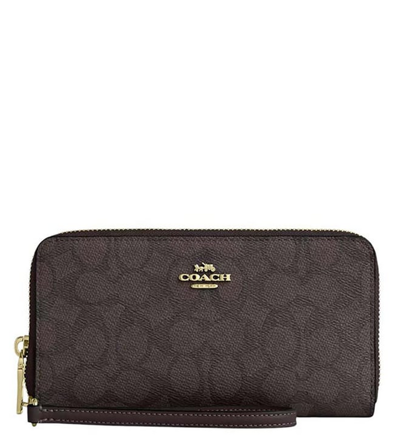 Coach Walnut Signature Zip Around Wallet
