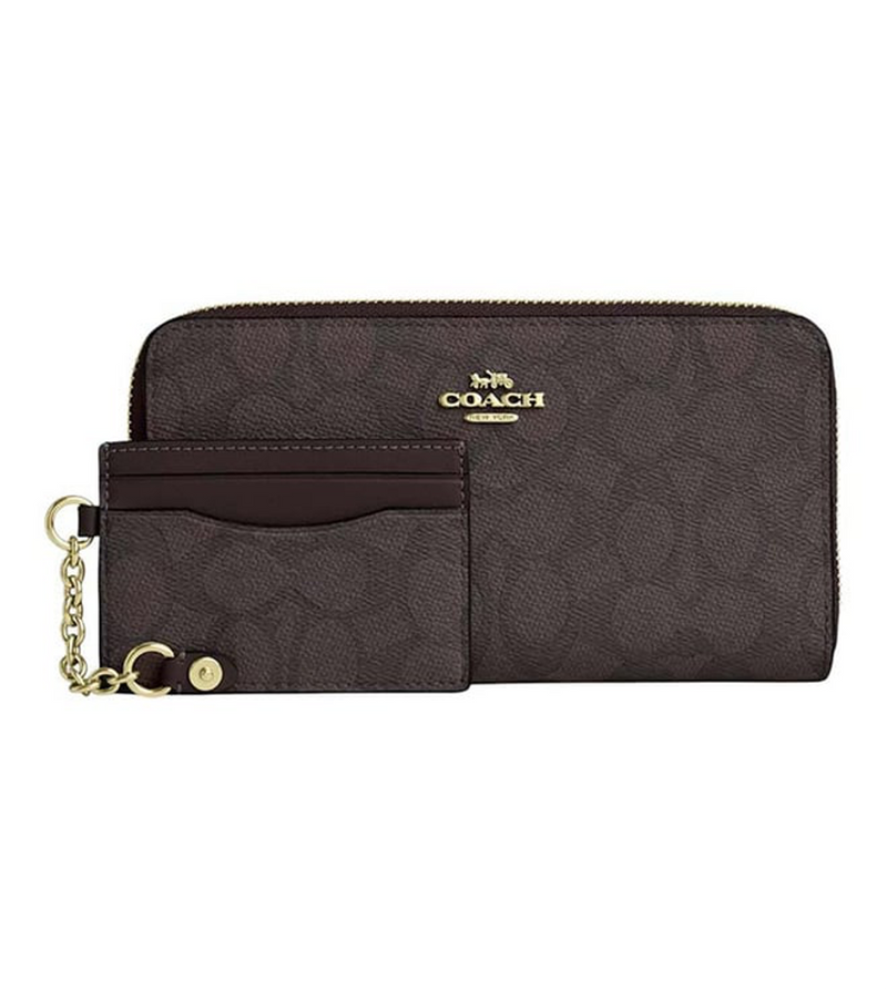 Coach Walnut Signature Zip Around Wallet