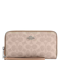 Coach Taupe Signature Zip Around Wallet