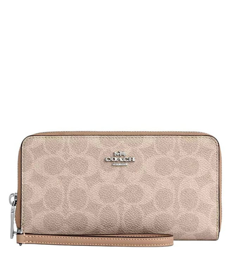 Coach Taupe Signature Zip Around Wallet