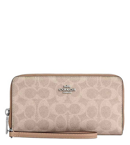 Coach Taupe Signature Zip Around Wallet