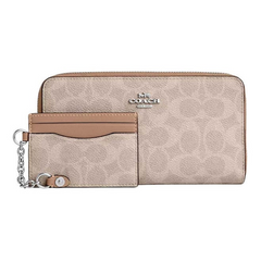 Coach Taupe Signature Zip Around Wallet