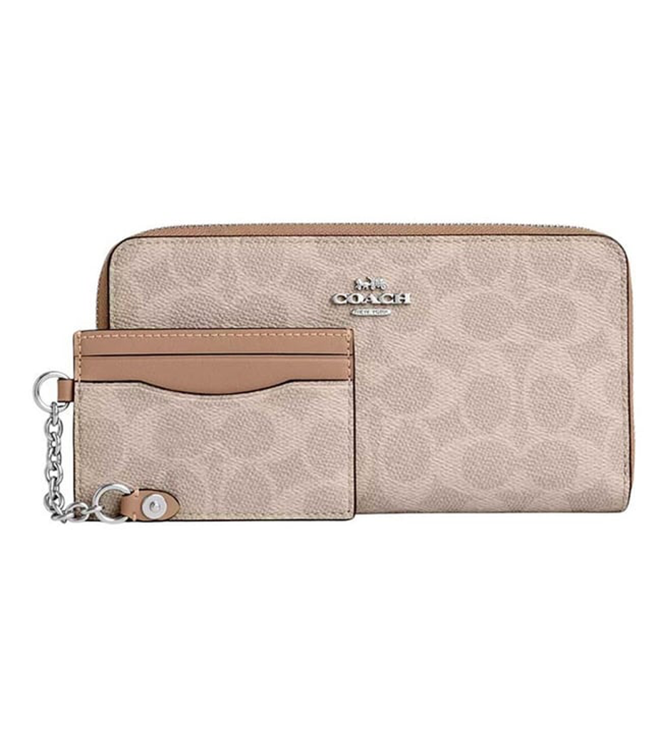 Coach Taupe Signature Zip Around Wallet