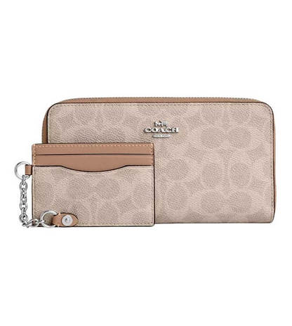 Coach Taupe Signature Zip Around Wallet