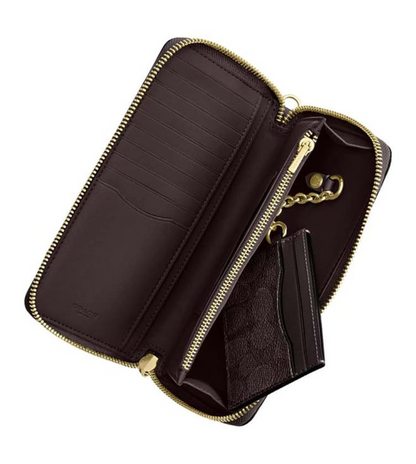 Coach Taupe Signature Zip Around Wallet