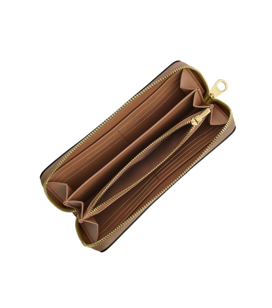 Coach Brown Signature Zip Around Wallet
