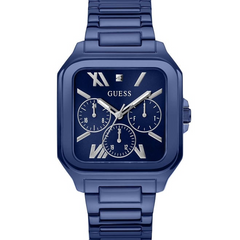 Men Blue Square Stainless Steel Dial Analog Watch- GW0631G3