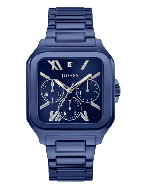 Men Blue Square Stainless Steel Dial Analog Watch- GW0631G3