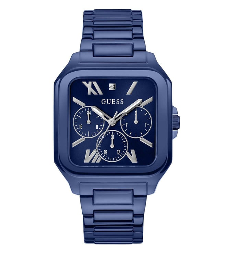 GUESS Men's Square Blue Dial Stainless Steel Watch GW0631G3