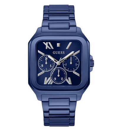 GUESS Men's Square Blue Dial Stainless Steel Watch GW0631G3