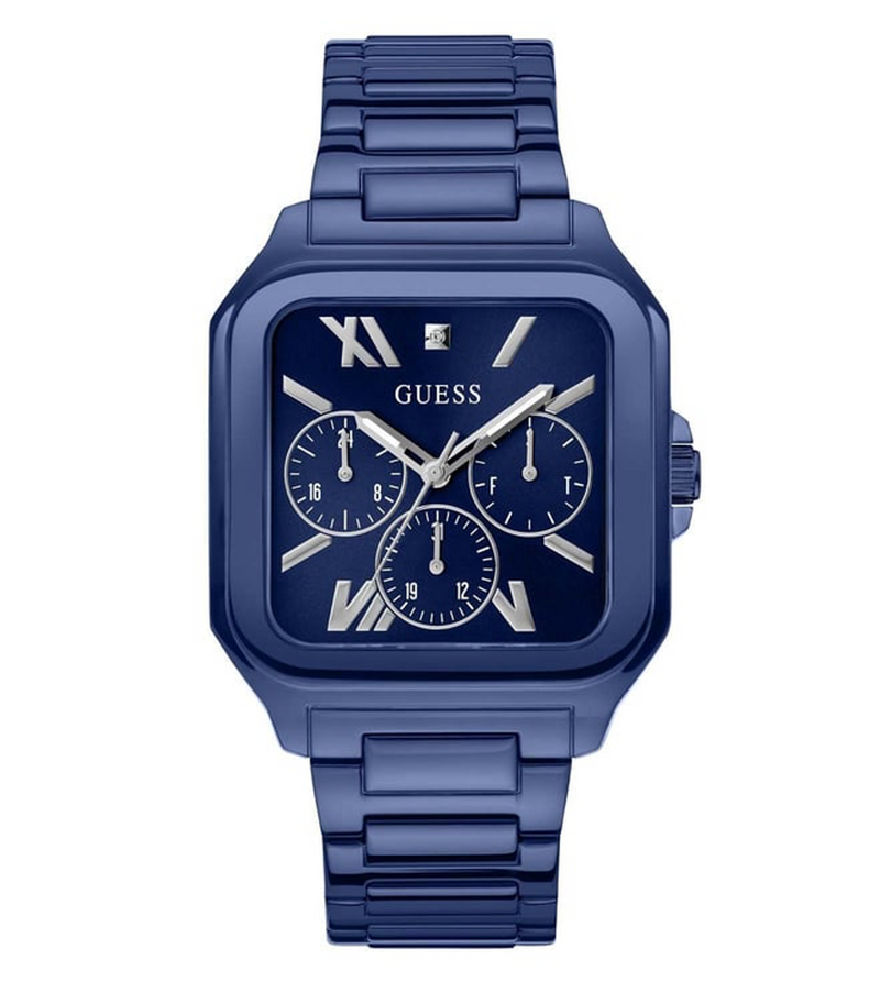Men Blue Square Stainless Steel Dial Analog Watch- GW0631G3