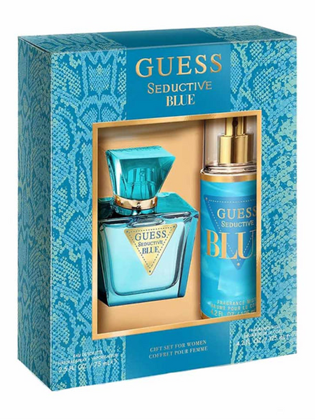 GUESS Women Set Of 3 Seductive Blue EDT 75 ml Spray 15 ml & Body Lotion 10 ml