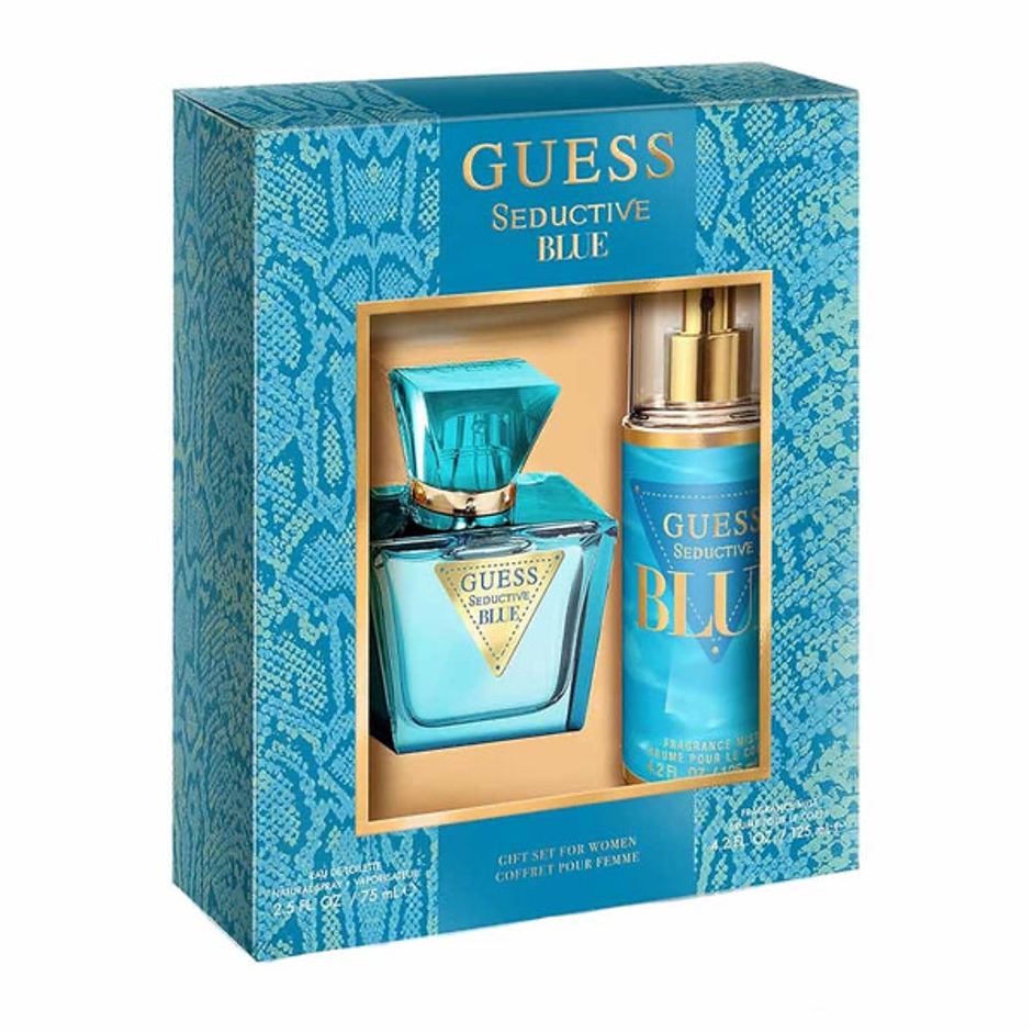 GUESS Women Set Of 3 Seductive Blue EDT 75 ml Spray 15 ml & Body Lotion 10 ml
