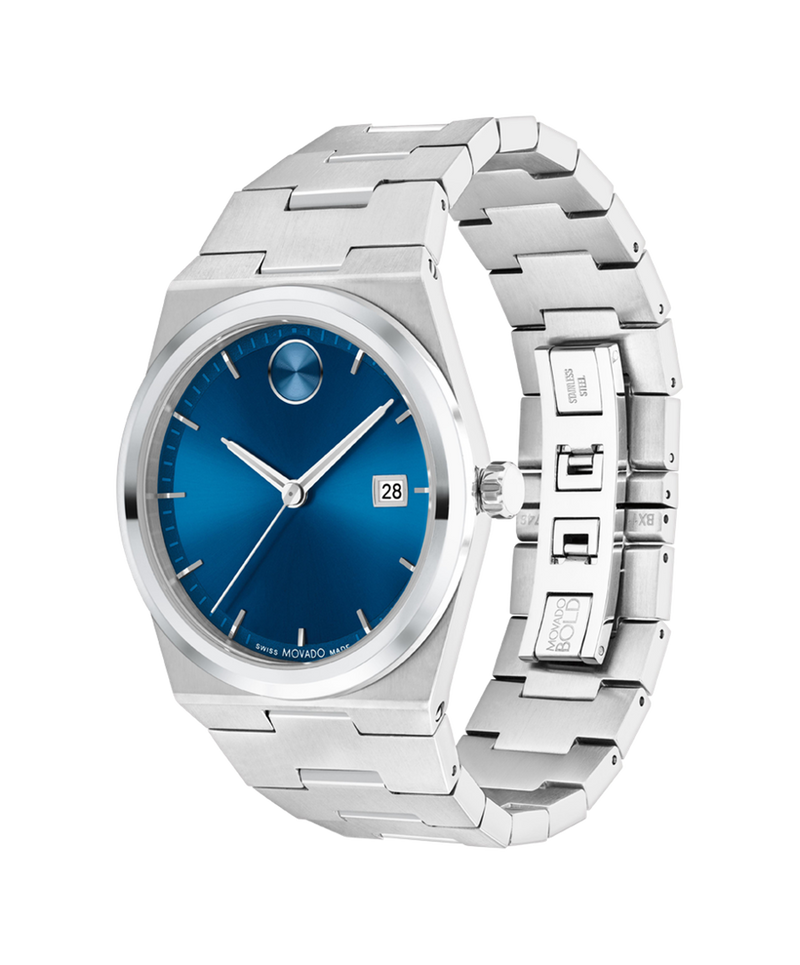 Movado Bold Quest steel integrated bracelet detail