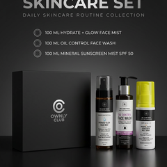 Dr. Gun-Woo skincare gift set with face mist, oil control face wash and mineral sunscreen mist spray boxed by Ownly Club