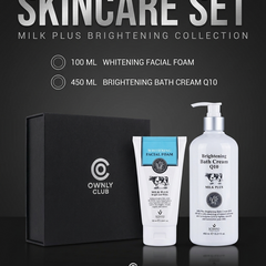 Scentio Milk Plus gift set with whitening facial foam and brightening bath cream Q10 boxed by Ownly Club