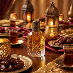 Ahmed Al Maghribi Bin Ameer on a festive dinner table with lanterns