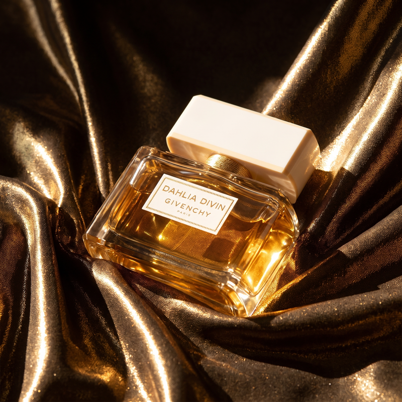Givenchy Dahlia Divin in folds of gold fabric