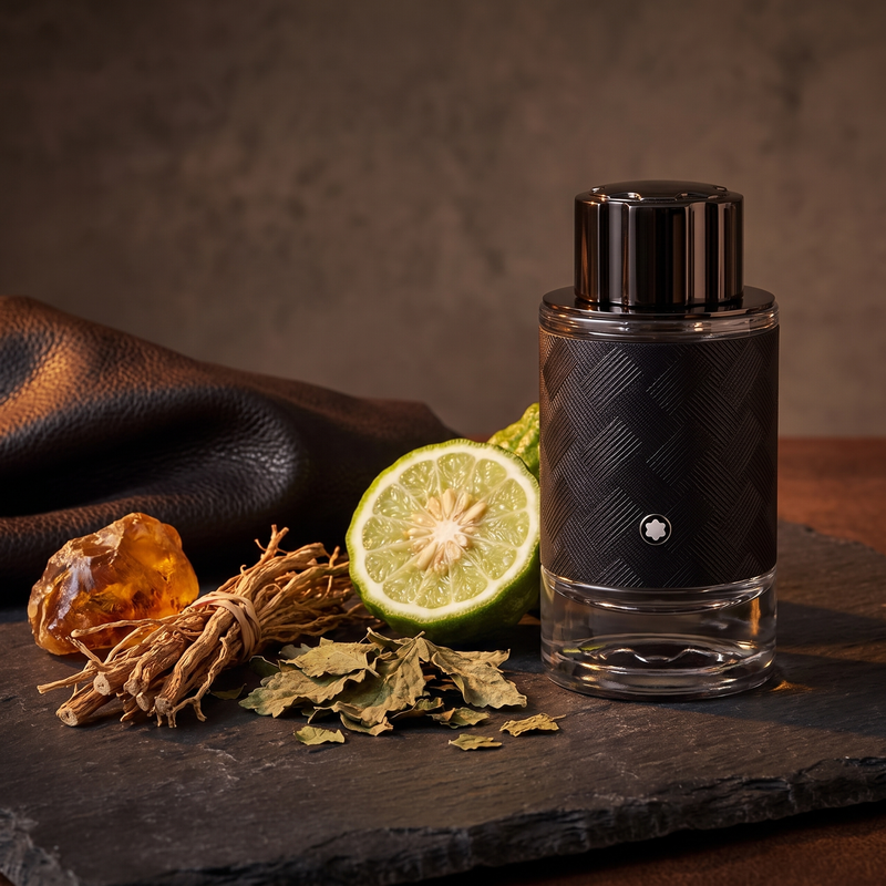 Montblanc Explorer Extreme with bergamot, patchouli, vetiver, amber and leather