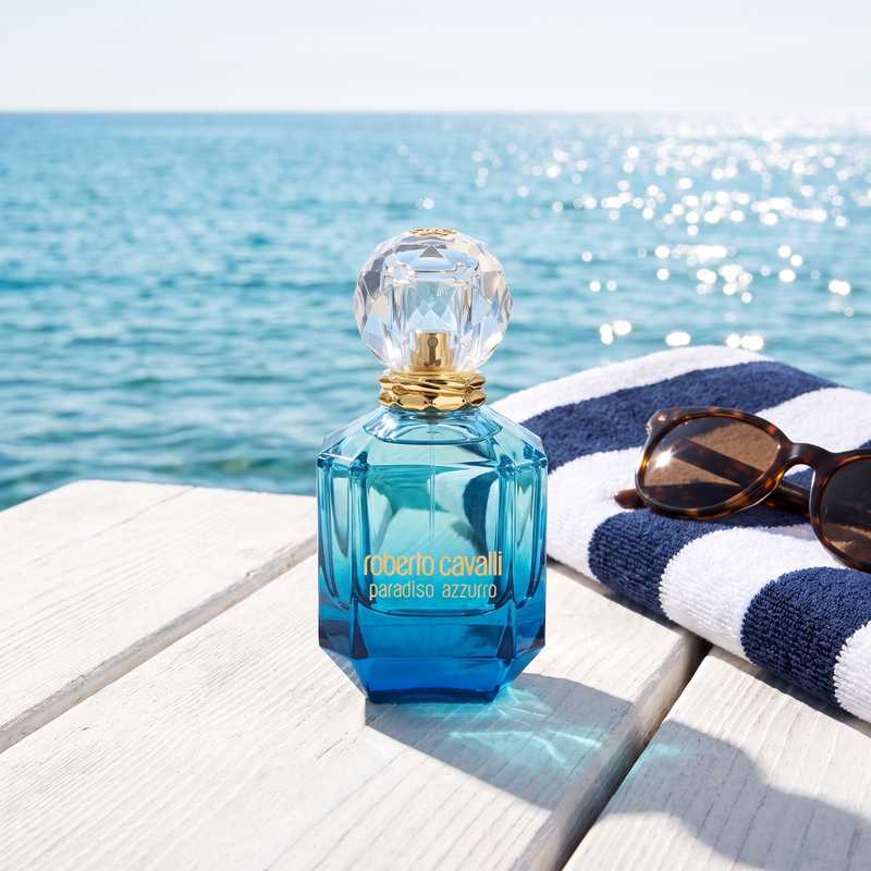 Roberto Cavalli Paradiso Azzurro on a seaside jetty in summer