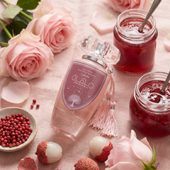 Lattafa Mohra Silky Rose with roses, litchi, pink pepper and rose jam