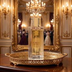 Lattafa The Kingdom on a gold tray at an evening gala