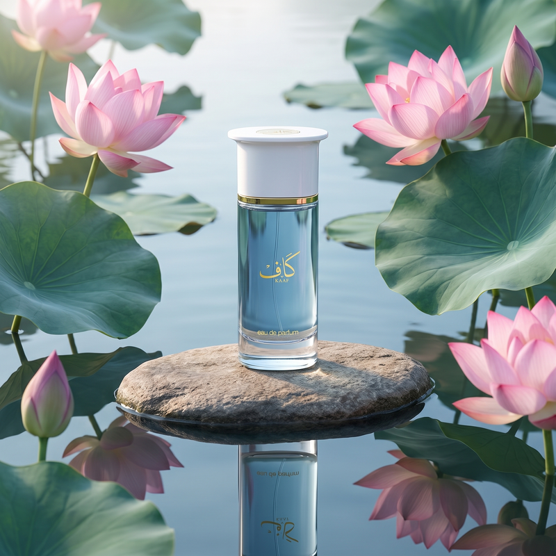 Ahmed Al Maghribi Kaaf in a lotus pond