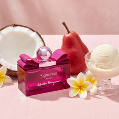 Ferragamo Signorina Ribelle with coconut, pear, frangipani and vanilla ice cream