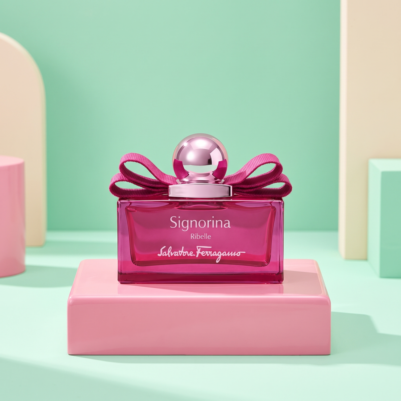 Ferragamo Signorina Ribelle in a pink and mint pastel set